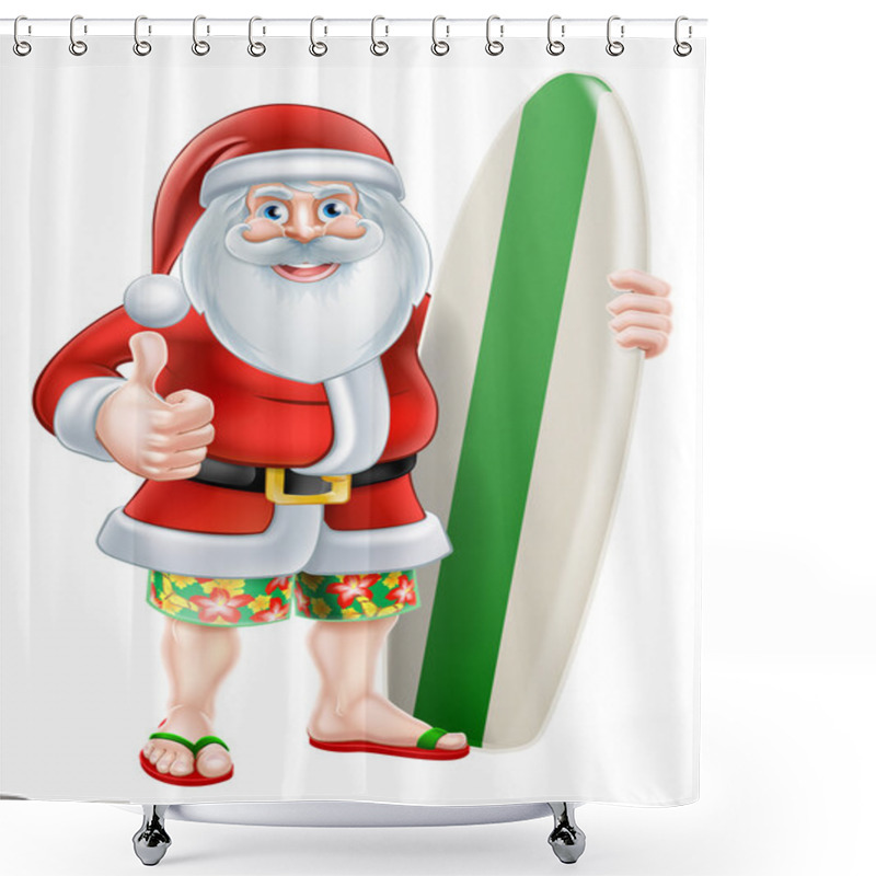 Personality  Cartoon Surf Santa Shower Curtains