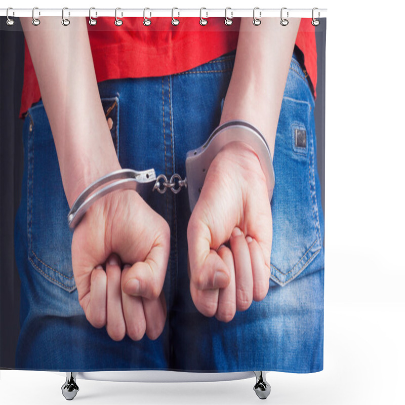 Personality  Male Hands In Handcuffs Shower Curtains