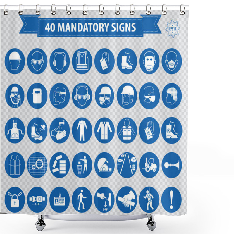 Personality  Mandatory, Construction Safety  Icons Shower Curtains