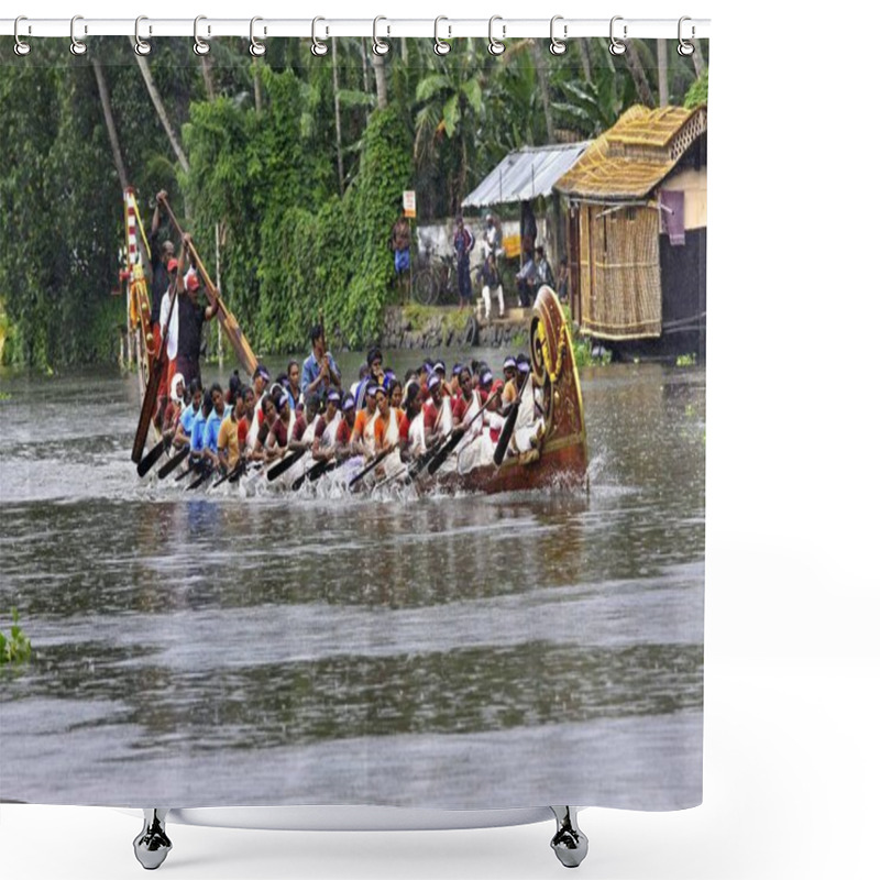 Personality  Snake Boats Racing In Punnamada Lake At Alleppey Kerala India  Shower Curtains