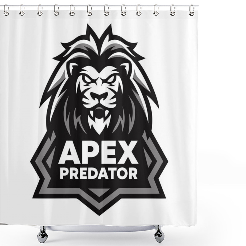 Personality  Apex Predator Logo Design Fierce Lion Emblem With Bold Typography Shower Curtains