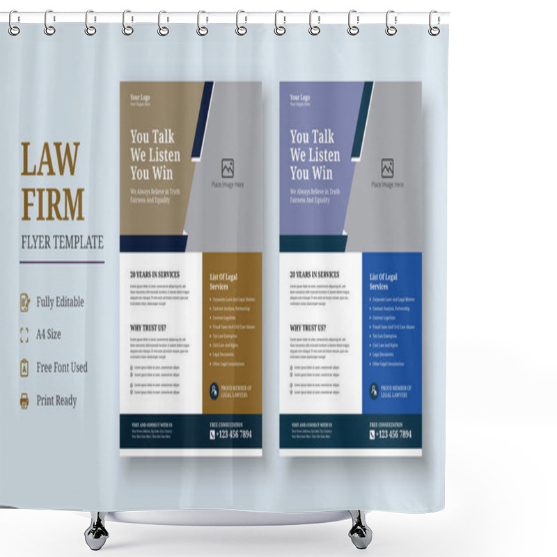 Personality  Law Firm Flyer Template, Law Firm And Legal Services Flyer, Law Firm And Consultancy Flyer, Legal Corporate Law Firm Business Flyer Poster Design Shower Curtains