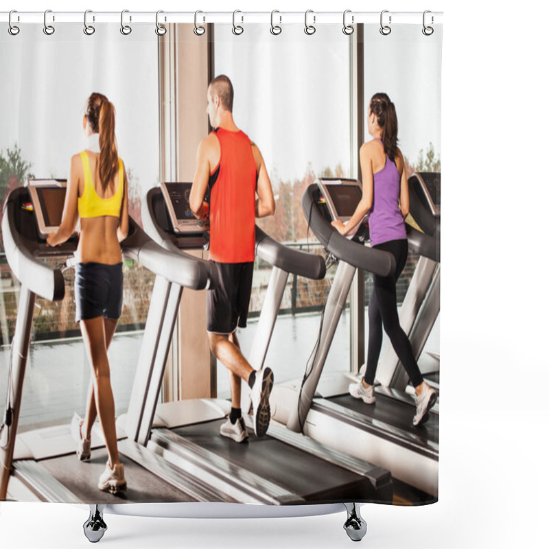 Personality  Running On Treadmills Shower Curtains