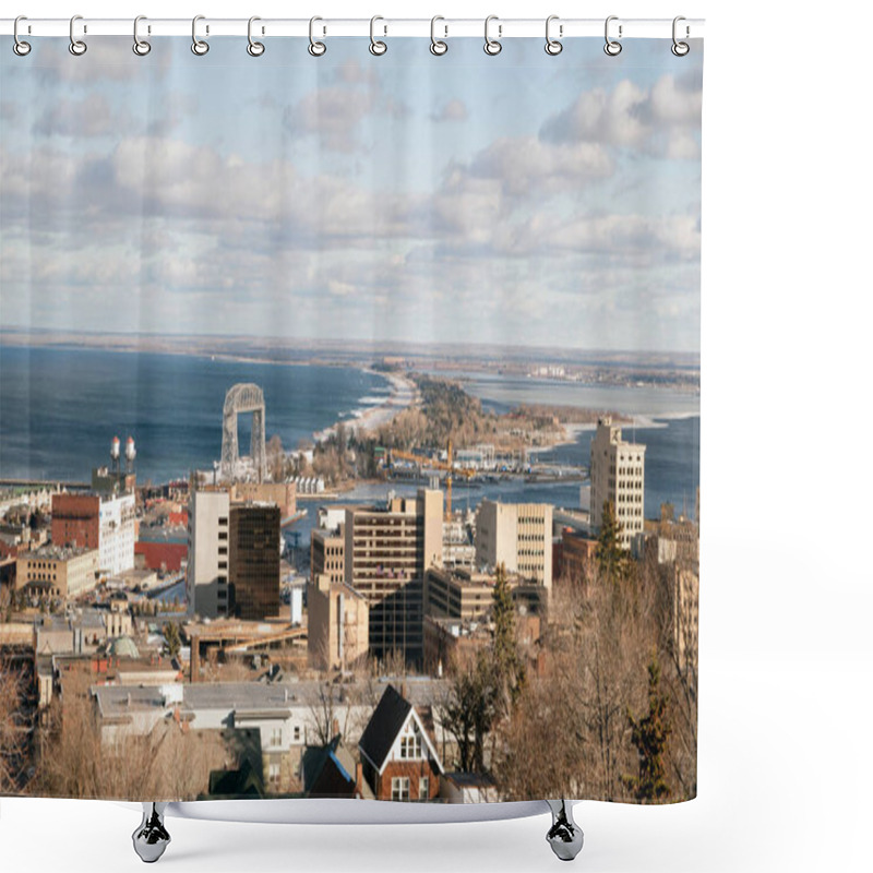 Personality  Duluth Minnesota Downtown City Skyline Port City Lake Superior Shower Curtains