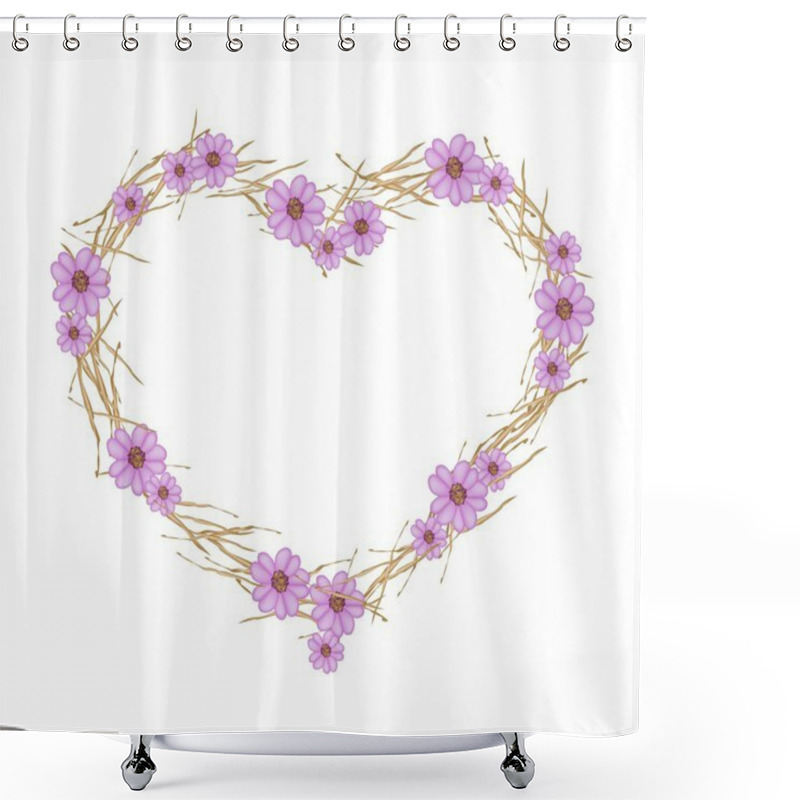 Personality  Violet Yarrow Flowers Forming In Heart Shape Shower Curtains