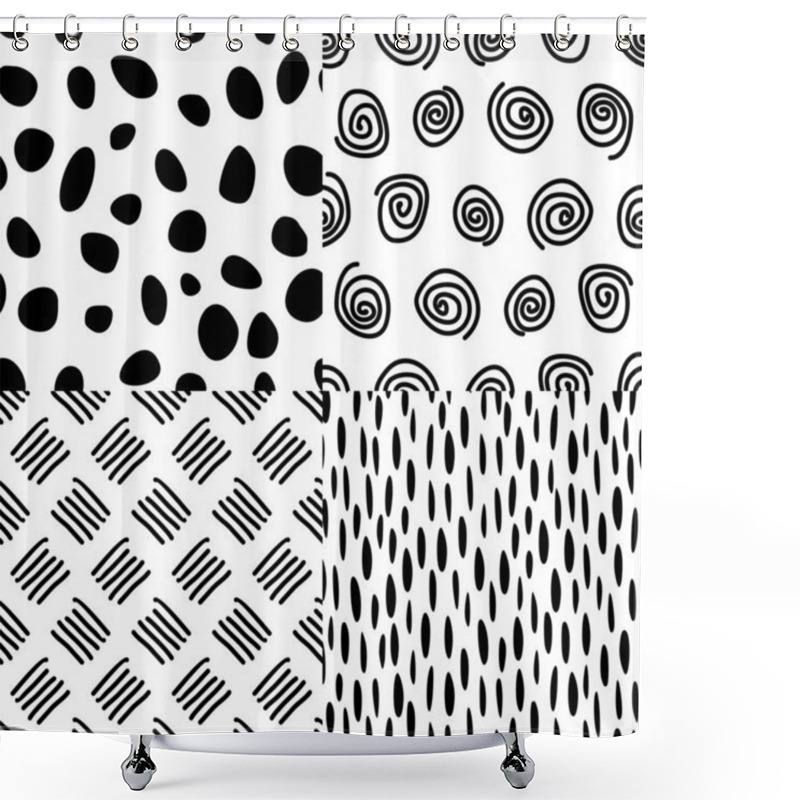 Personality  Seamless Backgrounds With Dots, Spots, Spirals, Touches, Dash, Sticks. Shower Curtains