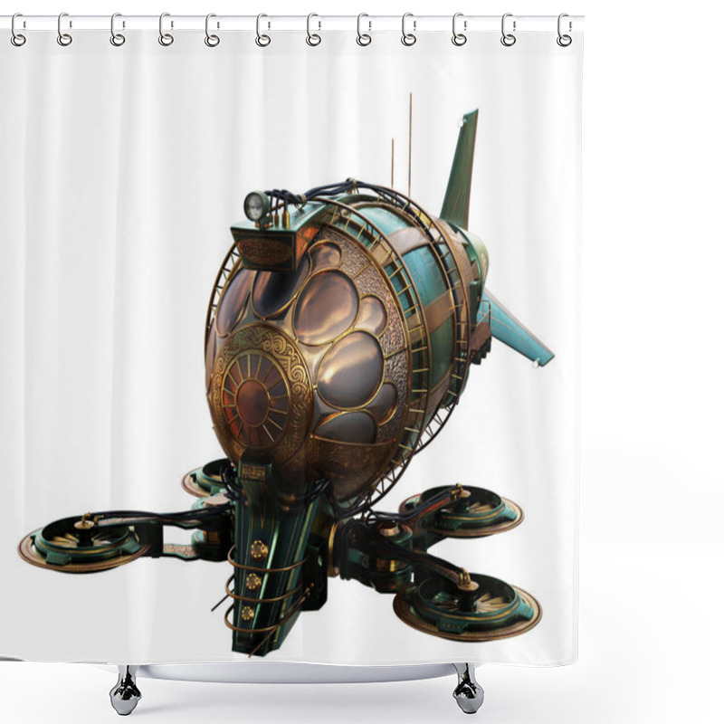 Personality  Copper Dirigible With Hover Fans Shower Curtains