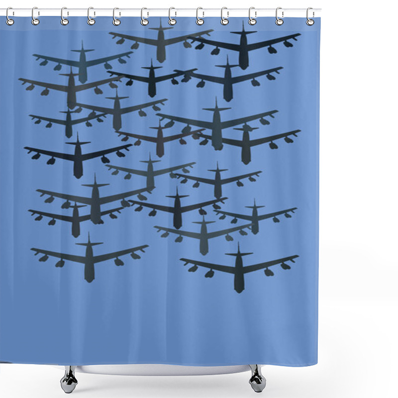 Personality  Illustration Of Airplanes Flying On Blue Background, Save Ukraine Concept  Shower Curtains