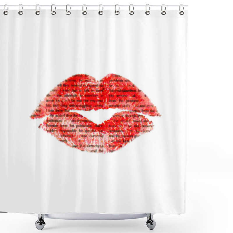 Personality  Lips Kiss With Newspaper Texture Shower Curtains