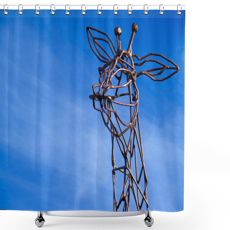 Personality  Statue Of A Giraffe Shower Curtains