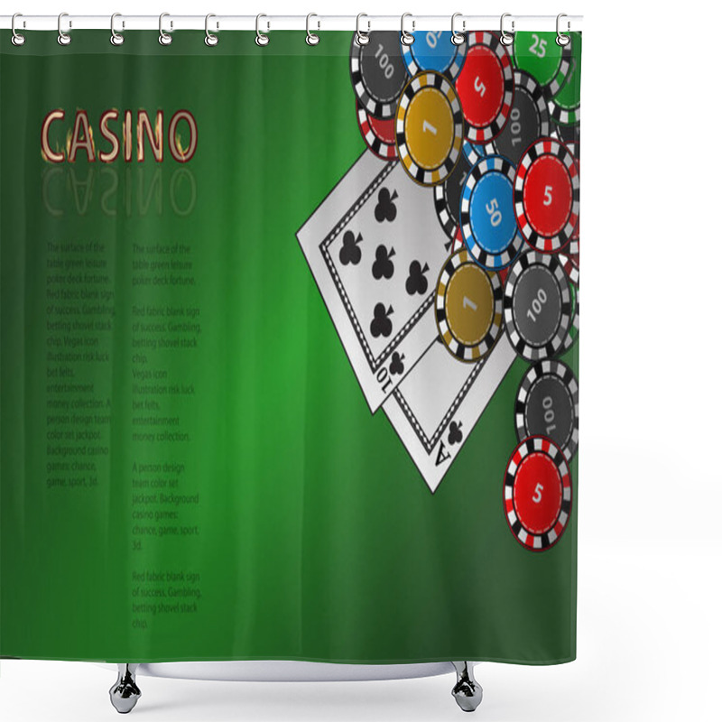 Personality  Chips On A Green And Place For Text Illustration Shower Curtains