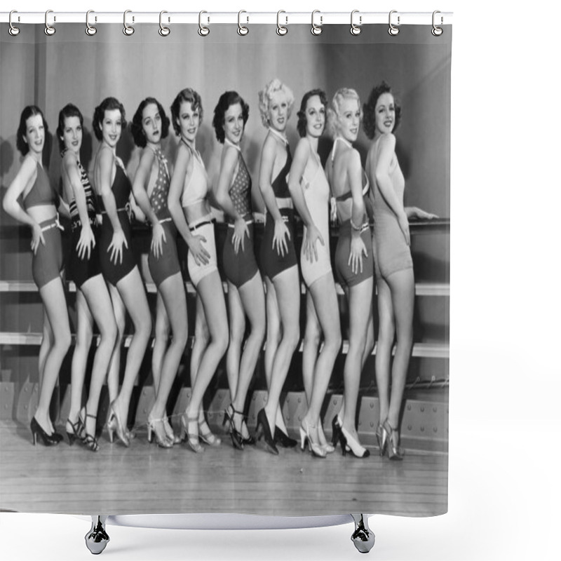 Personality  Line Of Female Dancers Shower Curtains