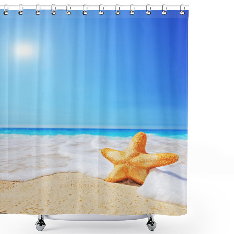 Personality  Starfish On Beach Shower Curtains