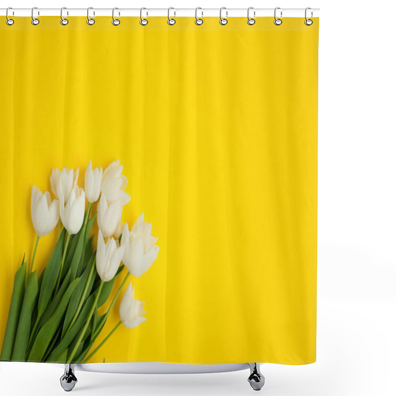 Personality  Fresh Flowers On Yellow Surface Shower Curtains