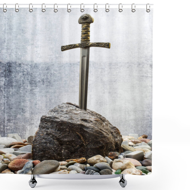 Personality  Excalibur, The Mythical Sword In The Stone Of King Arthur Shower Curtains