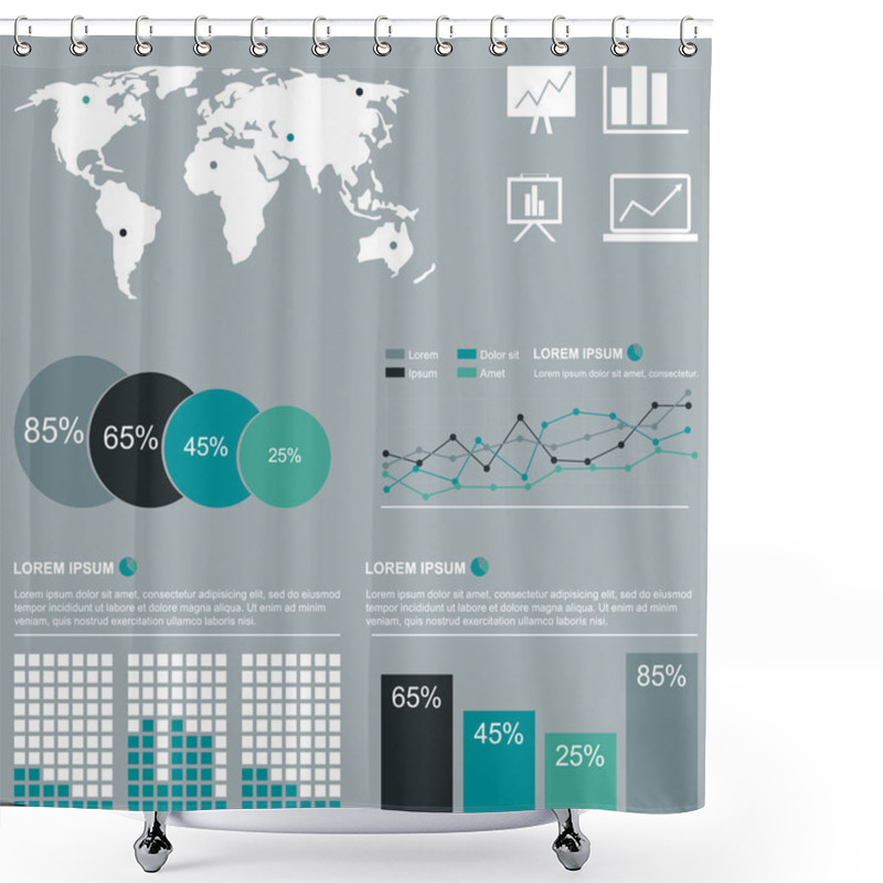 Personality  Set Of Infographic Elements Shower Curtains