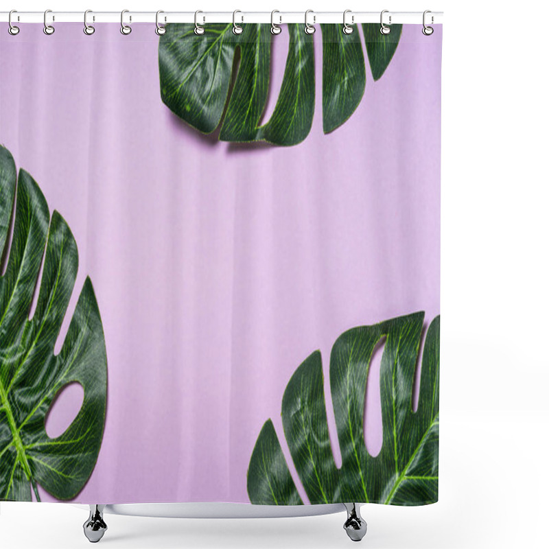 Personality  Tropical Leaves On Violet Background. Shower Curtains