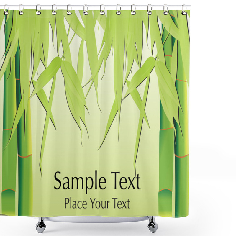 Personality  Green Bamboo With Its Leaf, Vector Shower Curtains