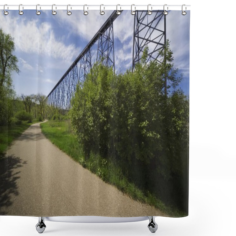 Personality  Road Alongside A Railway Bridge In Lethbridge, Alberta Shower Curtains