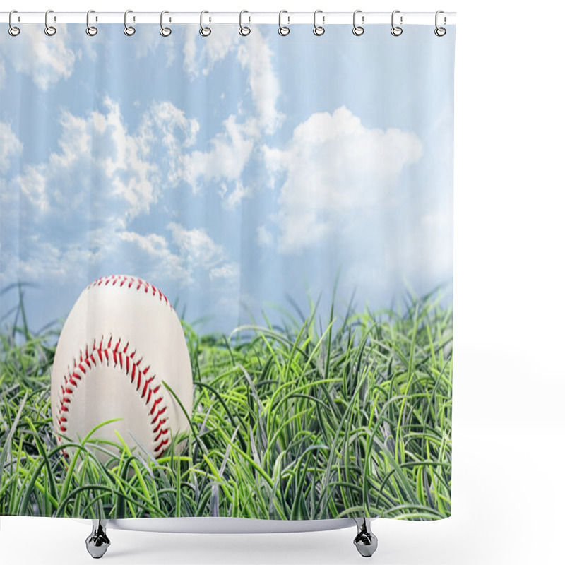 Personality  Baseball In Grass Shower Curtains