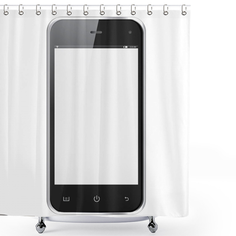 Personality  Realistic Mobile Phone With Blank Screen Isolated Shower Curtains