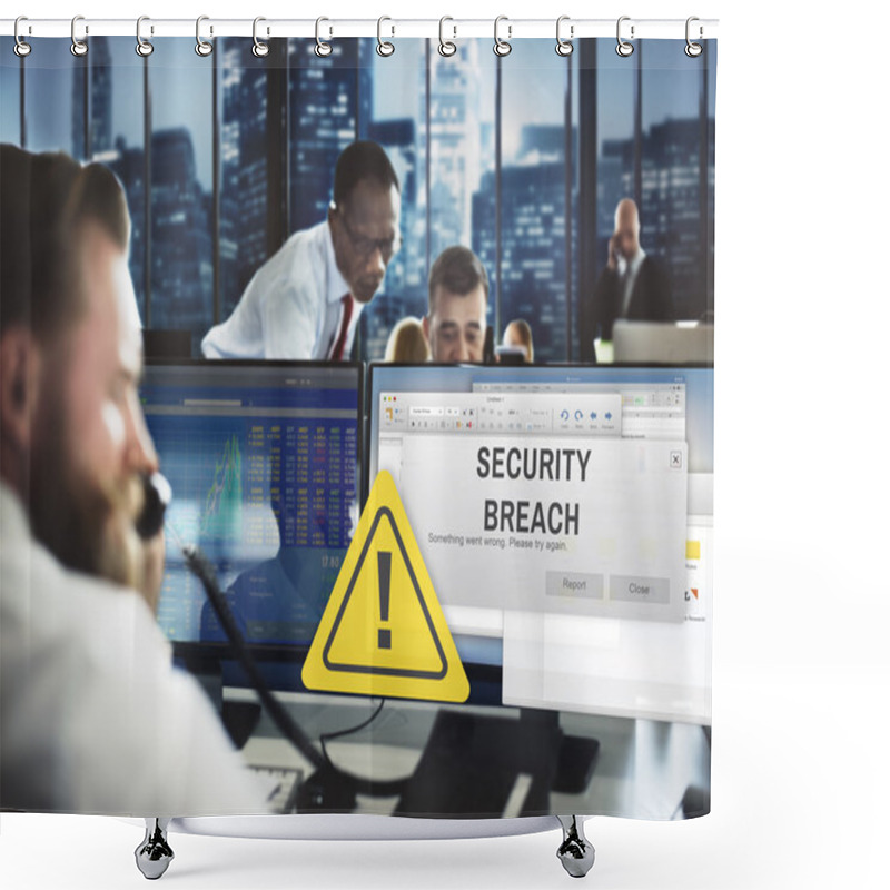 Personality  Business People Working And Security Breach Shower Curtains