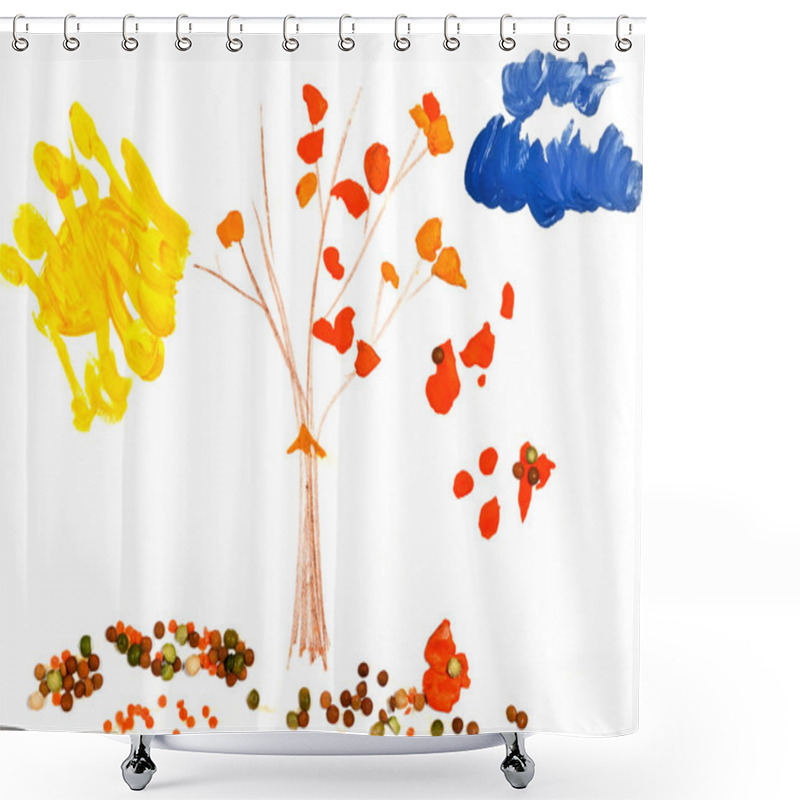 Personality  Child's Drawing - Autumn Tree Shower Curtains