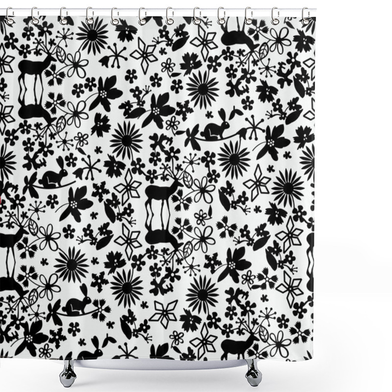 Personality  Black And White Pattern Of Forest Shower Curtains