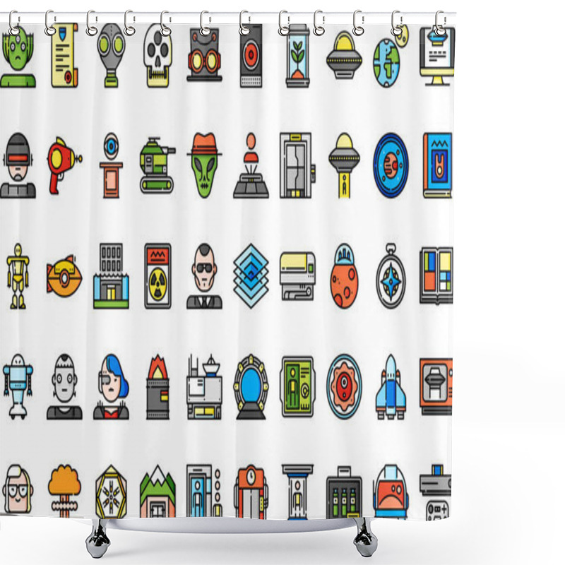 Personality  Science Fiction Icons High-Quality Vector Icons Collection With Editable Stroke. Ideal For Professional And Creative Projects. Shower Curtains