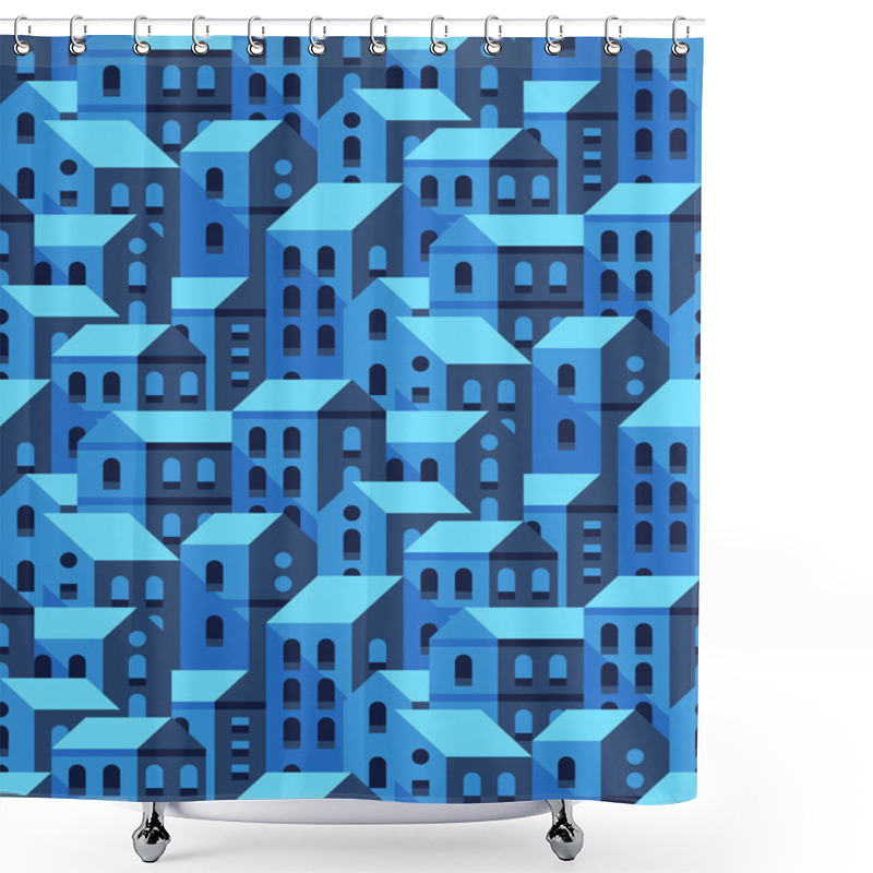 Personality  Seamless Pattern With Flat Style Houses Shower Curtains