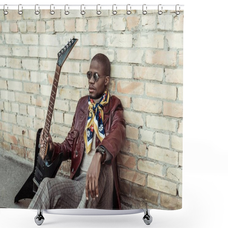 Personality  African American Man With Guitar Shower Curtains