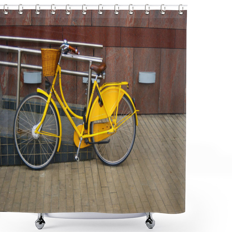 Personality  Yellow Bicycle Shower Curtains