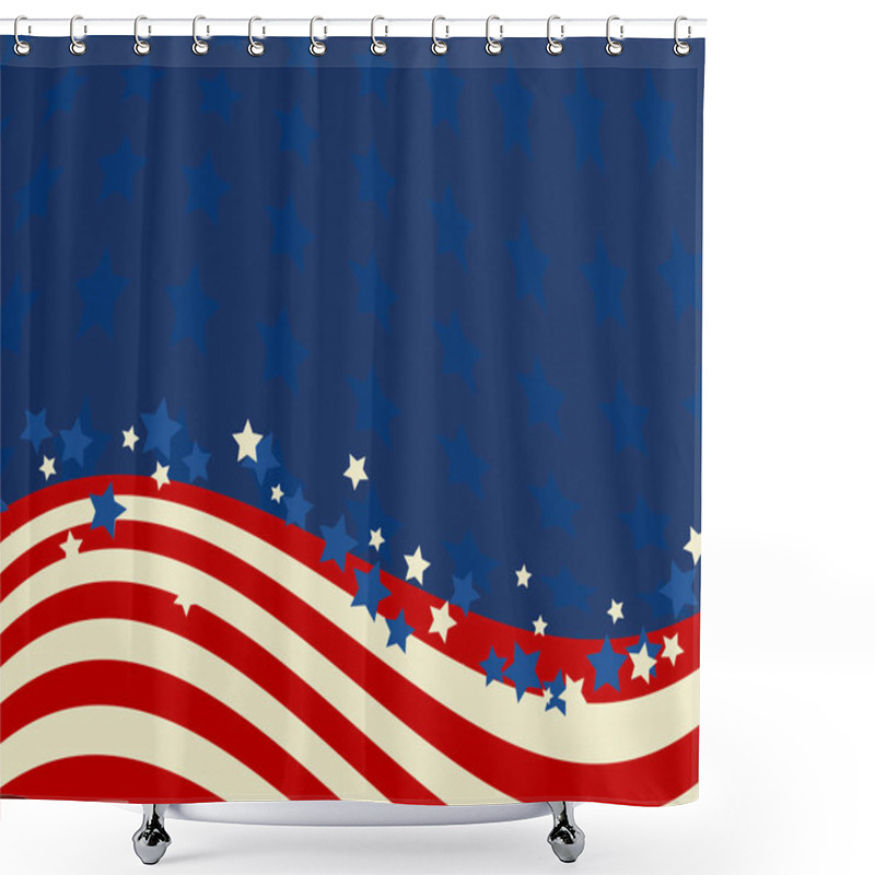 Personality  American Flag Patriotic Background. United States Blank Frame With Space For Text. Independence Day Design Template. Stars And Stripes Backdrop Shower Curtains