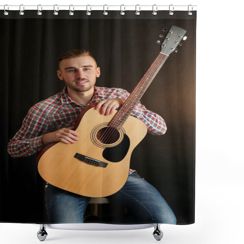 Personality  Young Man With Guitar Shower Curtains