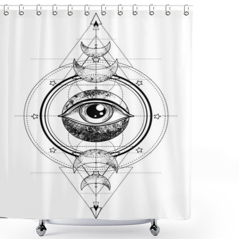 Personality  Eye Of Providence. Masonic Symbol. All Seeing Eye Inside Triple  Shower Curtains