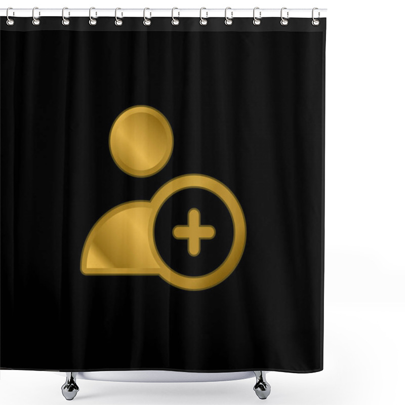 Personality  Add User Gold Plated Metalic Icon Or Logo Vector Shower Curtains