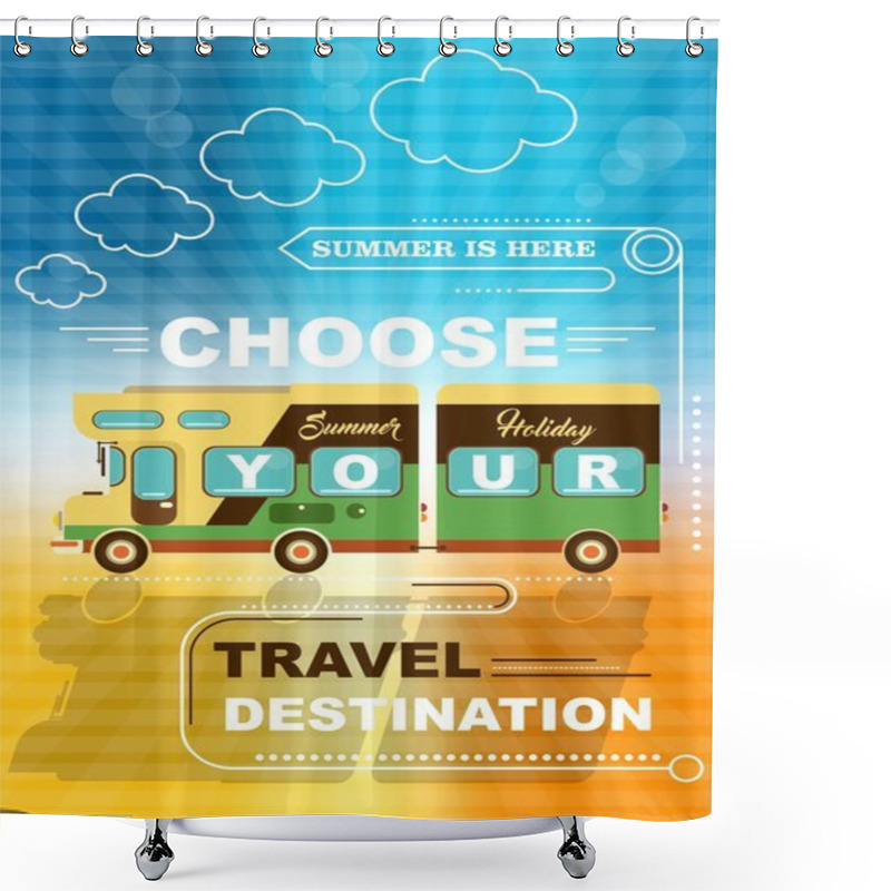 Personality  Mobile Home On The Summer Background Shower Curtains