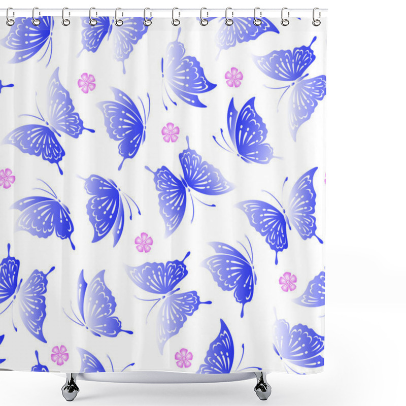 Personality  Japanese Butterfly Pattern Shower Curtains