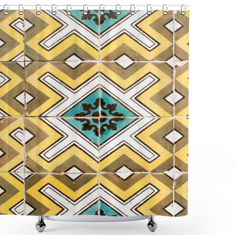 Personality  Traditional Portuguese Glazed Tiles Shower Curtains