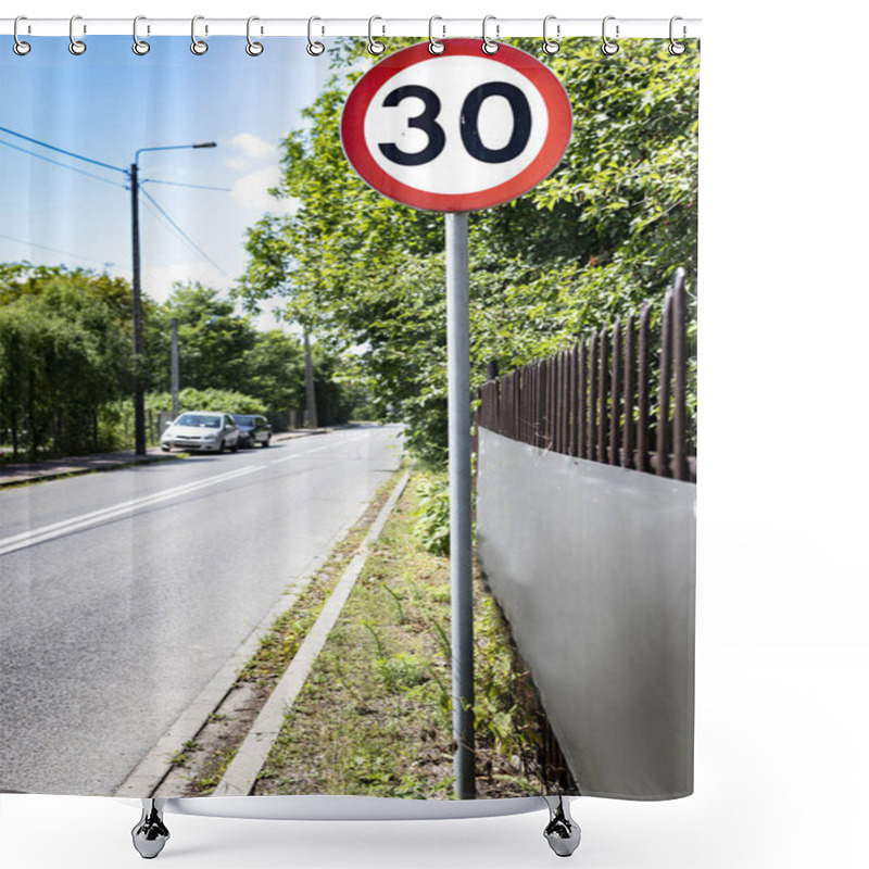 Personality  Road Sign Speed Limit Up To 30 Km  Shower Curtains