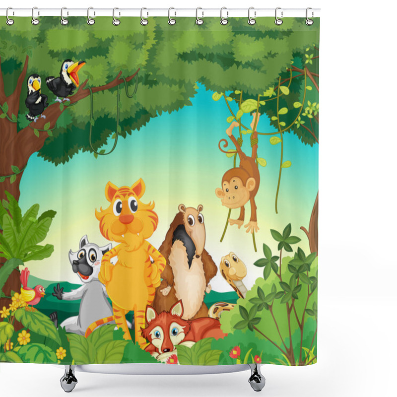 Personality  Animals In The Forest Shower Curtains