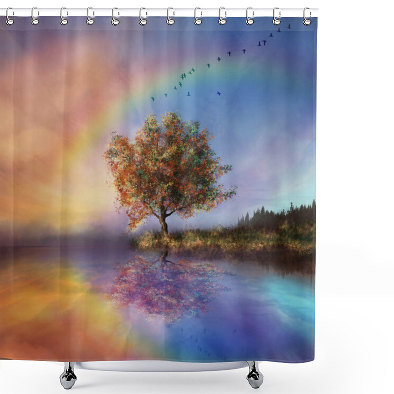 Personality  Fantastic Landscape With Rainbow Shower Curtains