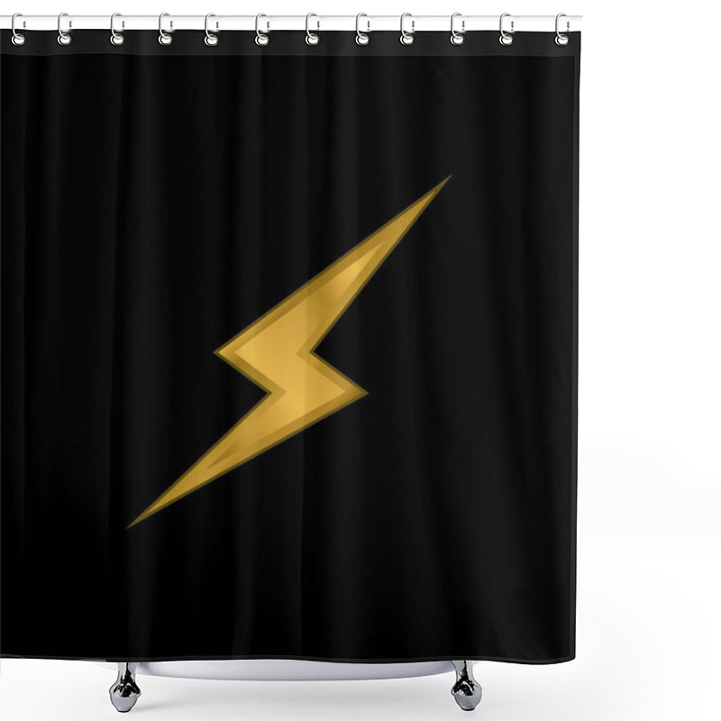 Personality  Bolt Gold Plated Metalic Icon Or Logo Vector Shower Curtains