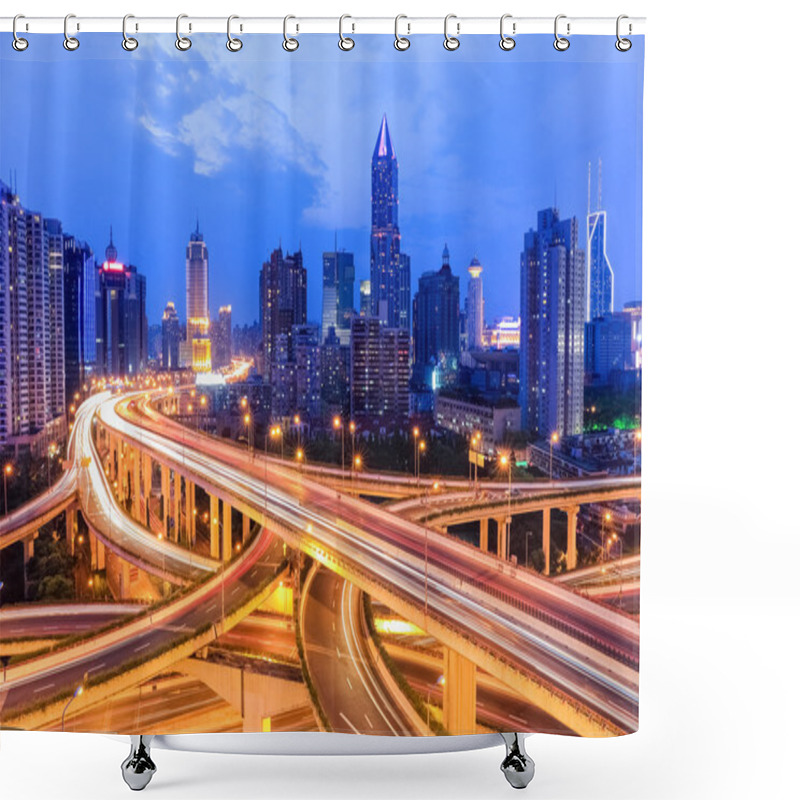 Personality  Overpass In Nightfall Shower Curtains