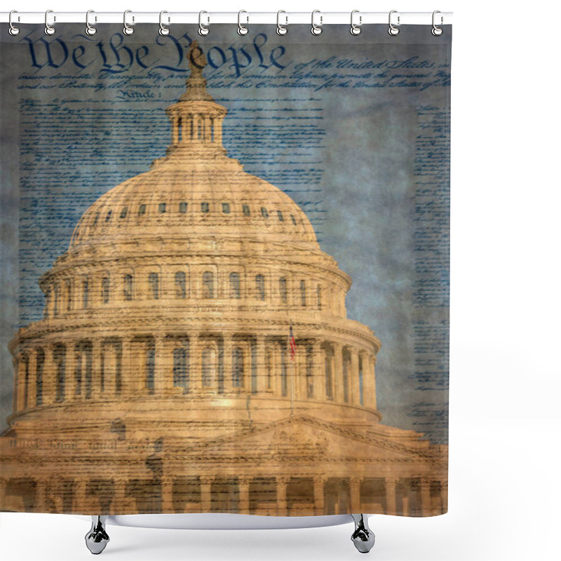 Personality  Detail Of The United States Capitol Building In Washington D.C., The Meeting Place For Congress And The Seat Of The Legislative Branch Of The Federal Government. Famous Declaration. Shower Curtains