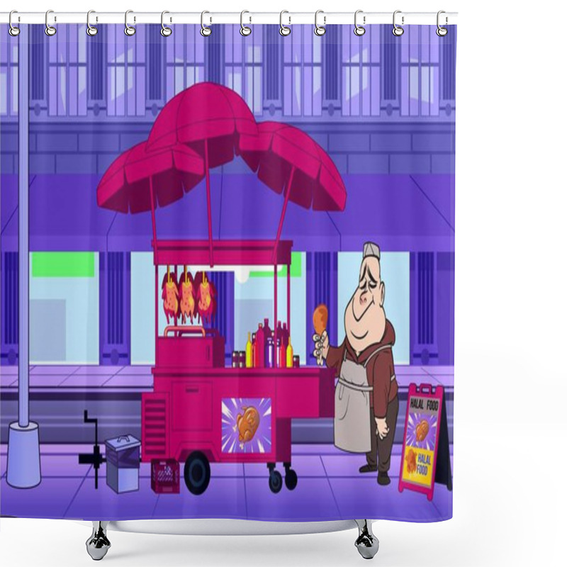 Personality  Street Chicken Food Cart  Truck Midtown Lunch Chef Asian Shower Curtains