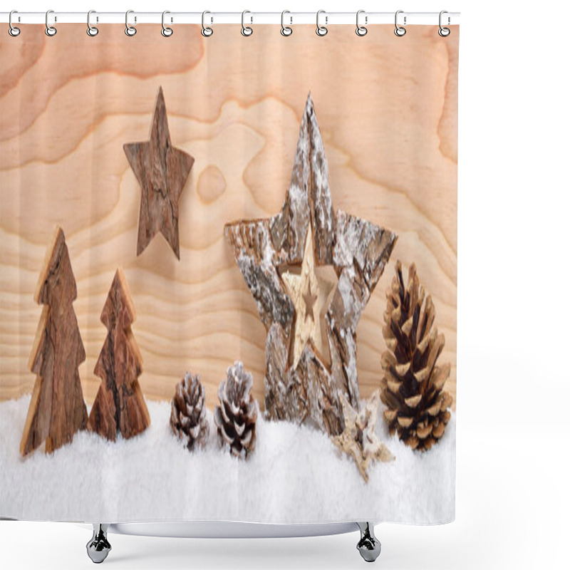 Personality  Christmas Arrangement With Wooden Decoration Shower Curtains