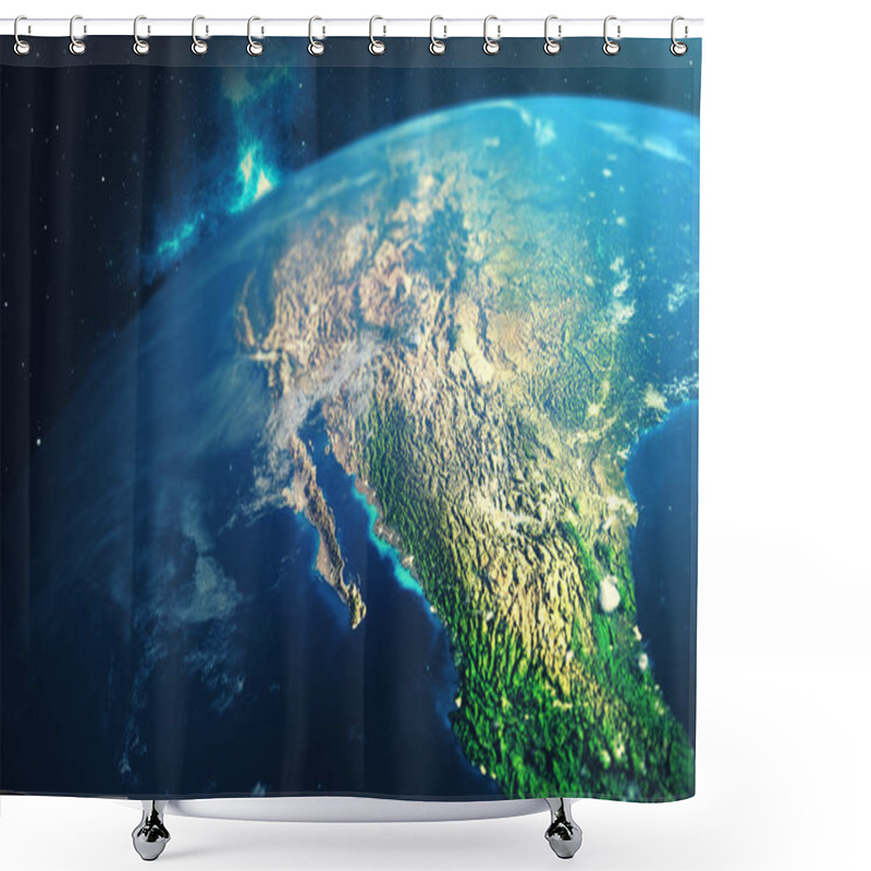 Personality  3D Rendering World Globe From Space In A Star Field Showing Night Sky With Stars And Nebula. View Of Earth From Space. Elements Of This Image Furnished By NASA Shower Curtains