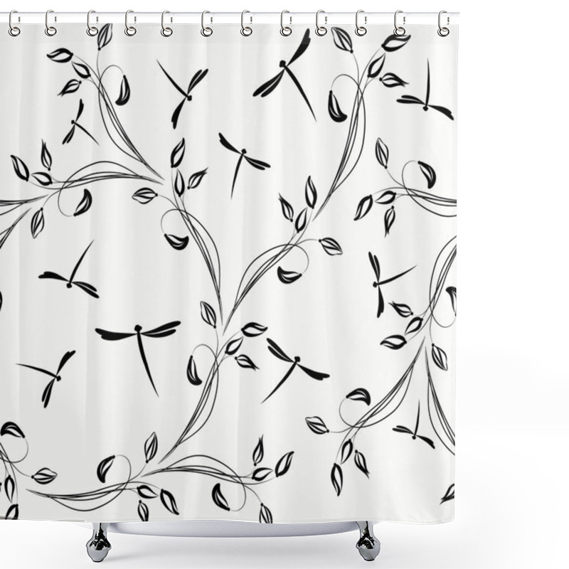 Personality  Seamless Background With Fluttering Dragonflies. Shower Curtains