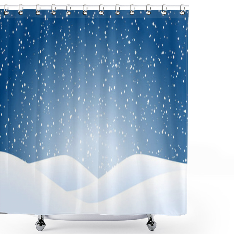 Personality  Christmas Landscape Background With Snow Shower Curtains